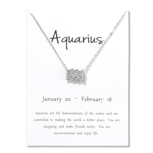 Aquarius ♒️ Zodiac Sign Necklace - Picture 2 of 5
